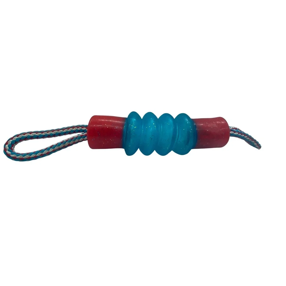 KONG Red Blue Glitter Rubber Rope Dog Toy Tug Fetch Textured Sparkle Chewer